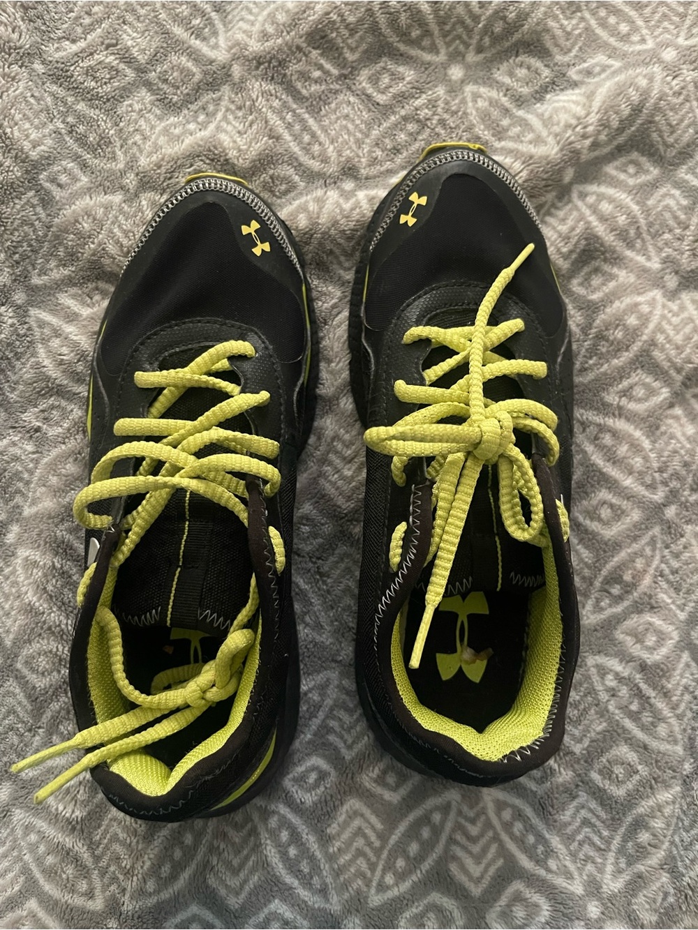 Under Armour Kids Black and Yellow Lace-Up Sneakers